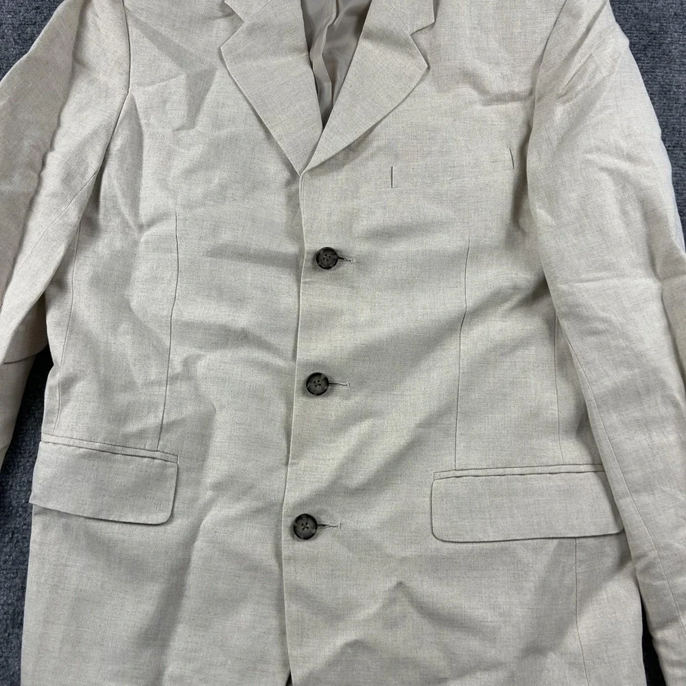 Banana Republic Blazer Mens 42R Beige Linen Cotton 3‎ Button Sport Coat Summer